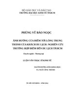 Ảnh hưởng của hình ảnh điểm tới lòng trung thành của khách du lịch, nghiên cứu trường hợp điểm đến du lịch TPHCM 
