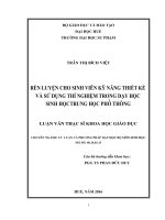 Rèn luyện cho sinh viên kỹ năng thiết kế và sử dụng thí nghiệm trong dạy học sinh họctrung học phổ thông 