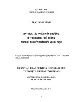 Dạy học tác phẩm văn chương ở trung học phổ thông theo lí thuyết phản hồi người đọc 