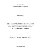 Khả năng phát triển bài toán mới của học sinh khi học hình học ở trường phổ thông 
