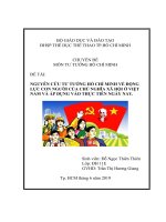 NGHIÊN CỨU TƯ TƯỞNG HỒ CHÍ MINH VỀ ĐỘNG LỰC CON NGƯỜI CỦA CHỦ NGHĨA XÃ HỘI Ở VIỆT NAM VÀ ÁP DỤNG VÀO THỰC TIỄN NGÀY NAY