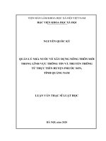 Quản Lý Nhà Nước Về Xây Dựng Nông Thôn Mới Trong Lĩnh Vực Thông Tin Và Truyền Thông Từ Thực Tiễn