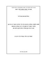 Quản Lý Nhà Nước Về Xây Dựng Nông Thôn Mới Trong Lĩnh Vực Xã Hội Từ Thực Tiễn Huyện Quế Sơn