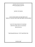 Quản lý hoạt động dạy học môn toán trong các trường trung học phổ thông tỉnh thái bình 