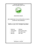 Thử Nghiệm Khả Năng Hấp Phụ Kẽm Của Tro Xỉ Lò Đốt Rác Thải Sinh Hoạt