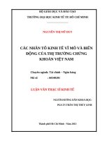 Các nhân tố kinh tế vĩ mô và biến động của thị trường chứng khoán việt nam , luận văn thạc sĩ 