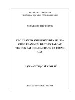 Các nhân tố ảnh hưởng đến sự lựa chọn phần mềm kế toán tại các trường đại học, cao đẳng và trung cấp 