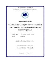 Các nhân tố tác động đến tỷ suất sinh lợi cổ phiếu trên thị trường chứng khoán việt nam , luận văn thạc sĩ 