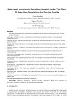 Behavioral intention in revisiting hospital under the effect of expertise, reputation and service quality 