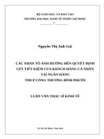 Các nhân tố ảnh hưởng đến quyết định gửi tiết kiệm của khách hàng cá nhân tại ngân hàng thương mại cổ phần công thương bình phước 