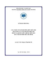 Các nhân tố ảnh hưởng tới mức độ hài lòng của người dân đối với dịch vụ khám chữa bệnh trên địa bàn thành phố hồ chí minh 