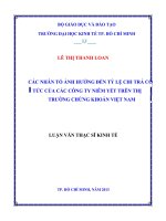 Các nhân tố ảnh hưởng đến tỷ lệ chi trả cổ tức của các công ty niêm yết trên thị trường chứng khoán việt nam , luận văn thạc sĩ 