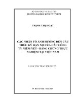 Các nhân tố ảnh hưởng đến cấu trúc kỳ hạn nợ của các công ty niêm yết, bằng chứng thực nghiệm tại việt nam 