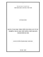 Quản lý dạy học theo tiếp cận năng lực ở các trường trung học phổ thông trên địa bàn thành phố hà nội 