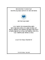 Các nhân tố ảnh hưởng đến mức độ hài lòng của đối tượng sử dụng thông tin thống kê đối với chất lượng dịch vụ cung cấp thông tin của cục thống kê tỉnh cà mau 