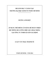 Áp dụng thẻ điểm cân bằng để hoàn thiện hệ thống đo lường hiệu quả hoạt động tại công ty TNHH sài gòn gia định 