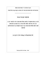 Các nhân tố ảnh hưởng đến ý định mua sản phẩm xanh của người tiêu dùng ở các kênh bán lẻ hiện đại tại thành phố hồ chí  minh 