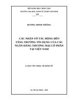 Các nhân tố tác động đến tăng trưởng tín dụng của các ngân hàng thương mại cổ phần tại việt nam 