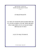 Các nhân tố ảnh hưởng đến dự định thôi việc của người lao động làm việc ở các doanh nghiệp trên địa bàn TP HCM , luận văn thạc sĩ 