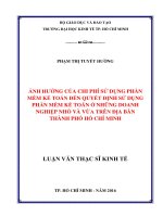 Ảnh hưởng của chi phí sử dụng phần mềm kế toán đến quyết định sử dụng phần mềm kế toán ở những doanh nghiệp nhỏ và vừa trên địa bàn thành phố hồ chí minh 