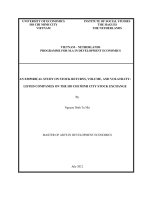 An empirical study on stock returns, volume, and volatility, listed companies on the ho chi minh city stock exchange stock exchange 