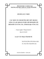 Các nhân tố ảnh hưởng đến mức độ hài lòng của du khách tp  hồ chí minh đối với điểm đến tp  vũng tàu, tỉnh bà rịa – vũng tàu 