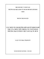 Các nhân tố ảnh hưởng đến quyết định nghỉ việc của nhân viên trong các ngân hàng thương mại cổ phần việt nam tại TP HCM , luận văn thạc sĩ 