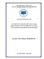 Các nhân tố ảnh hưởng đến chất lượng thông tin báo cáo tài chính tại các ngân hàng thương mại cổ phần tp  hồ chí minh 