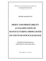 Debts and profitability, an examination of manufacturing firms listed on vietnam stock exchange , luận văn thạc sĩ 