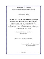 Các yếu tố ảnh hưởng đến sự hài lòng của khách hàng đối với hoạt động cho vay khách hàng cá nhân của ngân hàng TMCP công thương việt nam   chi nhánh phú yên 