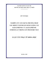 Nghiên cứu xây dựng phương pháp xác định và đánh giá hàm lượng các Alkylphenol và Alkylphenol Ethoxylat trong sản phẩm dệt may : Luận văn ThS. Hóa học: 60 44 01 18