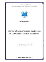 Các yếu tố ảnh hưởng đến quyết định mua căn hộ của kenton residences , luận văn thạc sĩ 