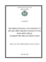 Đặc điểm lâm sàng, cận lâm sàng và kết quả điều trị chửa ngoài tử cung bằng phẫu thuật tại bệnh viện phụ sản trung ương 