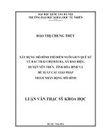 Xây dựng mô hình thí điểm nuôi giun Quế xử lý rác thải tại chợ Bãi Đa xã Bảo Hiệu huyện Yên Thủy, tỉnh Hòa Bình và đề xuất giải pháp nhằm nhân rộng mô hình