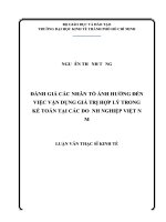 Đánh giá các nhân tố ảnh hưởng đến việc vận dụng giá trị hợp lý trong kế toán tại các doanh nghiệp việt nam , luận văn thạc sĩ 