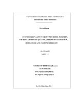 Customer loyalty in vietnams hotel industry, the role of service quality, customer satisfaction, hotel image and customer delight 