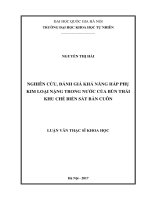 Nghiên cứu, đánh giá khả năng hấp phụ kim loại nặng trong nước của bùn thải khu chế biến sắt Bản Cuôn