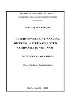 Determinants of financial distress, a study of listed companies in vietnam 