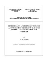 Determinants underlying incidence and amount of bribery, an evidence from manufacturing firms in vietnam 