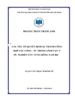 Các yếu tố quyết định sự thành công hợp tác công   tư trong lĩnh vực y tế, nghiên cứu vùng đông nam bộ 