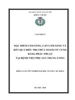 Đặc điểm lâm sàng, cận lâm sàng và kết quả điều trị chửa ngoài tử cung bằng phẫu thuật tại bệnh viện phụ sản trung ương 