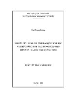 Nghiên cứu đánh giá tính đa dạng sinh học và chức năng sinh thái rừng ngập mặn Tiên Yên - Hà Cối, tỉnh Quảng Ninh
