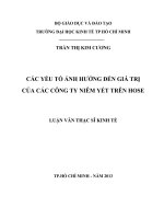 Các yếu tố ảnh hưởng đến giá trị của các công ty niêm yết trên hose , luận văn thạc sĩ 