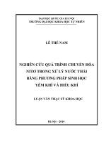 Nghiên cứu quá trình chuyển hóa nitơ trong xử lý nước thải bằng phương pháp sinh học yếm khí và hiếu khí