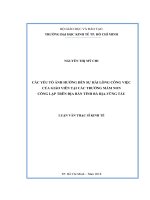 Các yếu tố ảnh hưởng đến sự hài lòng công việc của giáo viên tại các trường mầm non công lập trên địa bàn tỉnh bà rịa   vũng tàu 