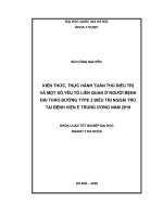Kiến thức, thực hành tuân thủ điều trị và một số yếu tố liên quan ở người bệnh đái tháo đường type 2 điều trị ngoại trú tại bệnh viên e trung ương năm 2019 