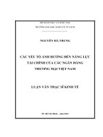 Các yếu tố ảnh hưởng đến năng lực tài chính của các ngân hàng thương mại việt nam , luận văn thạc sĩ 