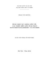Tích chập suy rộng đối với các phép biến đổi tích phân KONTOROVICH - LEBEDEV và FOURIER : Luận văn ThS. Toán học: 60 46 01