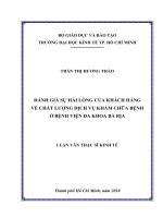 Đánh giá sự hài lòng của khách hàng về chất lượng dịch vụ khám chữa bệnh của bệnh viện đa khoa bà rịa 