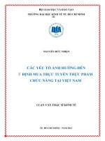 Các yếu tố ảnh hưởng đến ý định mua trực tuyến thực phẩm chức năng tại việt nam , 